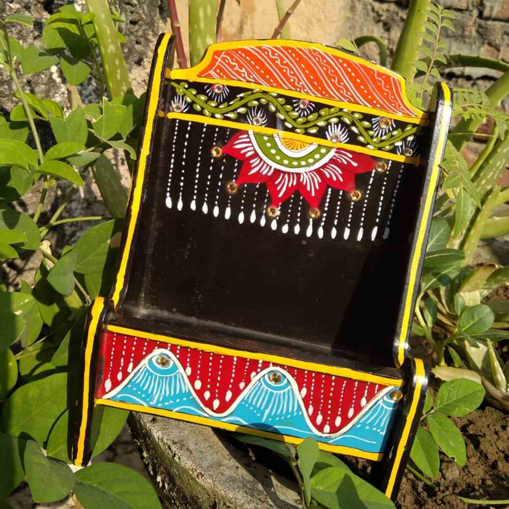 Tussar Saree with Madhubani Bride, Doli, and Kaahar Painting